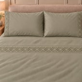 Jogo de Cama Casal 4 Peças Bordado Kakhi 100% Poliéster Top Max