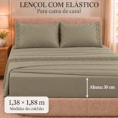 Jogo de Cama Casal 4 Peças Bordado Kakhi 100% Poliéster Top Max
