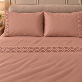 Jogo de Cama Casal 4 Peças Bordado Rosè 100% Poliéster Top Max