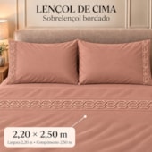 Jogo de Cama Casal 4 Peças Bordado Rosè 100% Poliéster Top Max