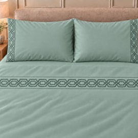 Jogo de Cama Casal 4 Peças Bordado Verde 100% Poliéster Top Max