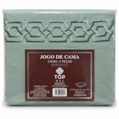 Jogo de Cama Casal 4 Peças Bordado Verde 100% Poliéster Top Max