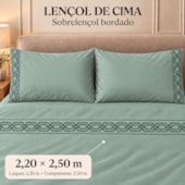 Jogo de Cama Casal 4 Peças Bordado Verde 100% Poliéster Top Max