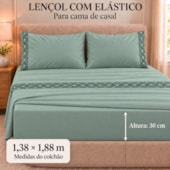 Jogo de Cama Casal 4 Peças Bordado Verde 100% Poliéster Top Max