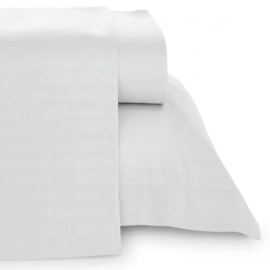 Jogo de Cama Casal Branco Listrado Lepin Enxovais 4 Peças (2 Lençóis + 2 Fronhas) – Macio, Resistente e Ideal para Airbnb e Hotelaria