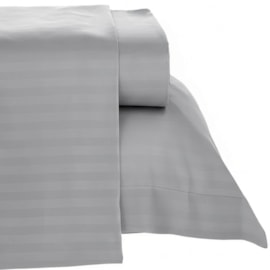 Jogo de Cama Casal Cinza Listrado Lepin Enxovais 4 Peças (2 Lençóis + 2 Fronhas) – Macio, Resistente e Ideal para Airbnb e Hotelaria