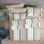 Jogo de Cama Casal Corttex Microtec 200 fios Listrado Bege 4 Pçs ( 2 Lençois e 2 Fronha)