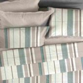 Jogo de Cama Casal Corttex Microtec 200 fios Listrado Bege 4 Pçs ( 2 Lençois e 2 Fronha)