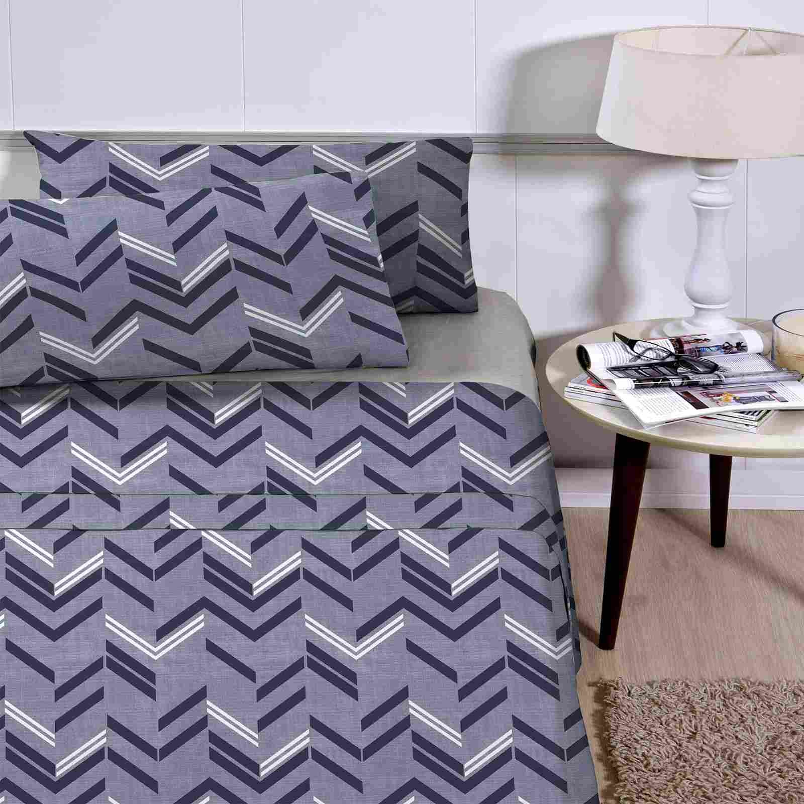 Jogo de Cama Casal Corttex Microtec 200 fios Geometrico Bege