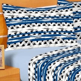 Jogo de Cama Casal Duplo Encanto Geométrico Azul Jogo de Cama Casal Duplo Encanto Geométrico Azul