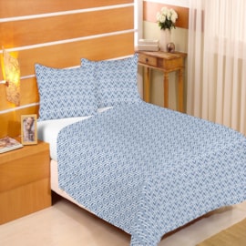 Jogo de Cama Casal Duplo Encanto Ondas Azul Jogo de Cama Casal Duplo Encanto Ondas Azul
