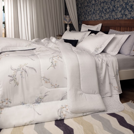 Jogo de Cama Casal Especial Kacyumara Satinée Iris 4 Peças 300 Fios Jogo de Cama Casal Especial Kacyumara Satinée Iris 4 Peças 300 Fios