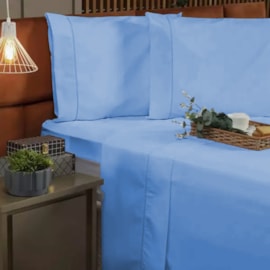 Jogo de Cama Casal Hotelaria Ponto Palito 200 Fios Azul Jogo de Cama Casal Hotelaria Ponto Palito 200 Fios Azul
