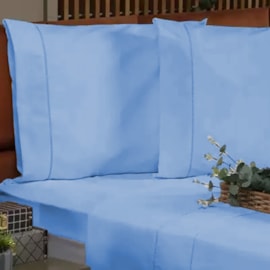 Jogo de Cama Casal Hotelaria Ponto Palito 200 Fios Azul Jogo de Cama Casal Hotelaria Ponto Palito 200 Fios Azul