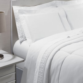 Jogo de Cama Casal Kacyumara Satinee Branco 4 Peças 300 Fios Jogo de Cama Casal Kacyumara Satinee Branco 4 Peças 300 Fios