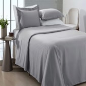 Jogo de Cama Casal Lepin Enxovais Stripe Cinza 4 Pçs (2lençois + 2Fronha)