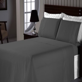 Jogo de Cama Casal Lucat Prime Cinza Escuro Jogo de Cama Casal Lucat Prime Cinza Escuro