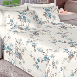 Jogo de Cama Casal Premium Linea 180 Fios Floral Azul (2 Lençois + 2 Fronha) Jogo de Cama Casal Premium Linea 180 Fios Floral Azul (2 Lençois + 2 Fronha)