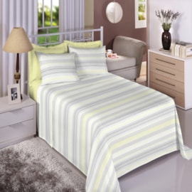 Jogo de Cama Casal Premium Linea 180 Fios Listras Amarela (2 Lençois + 2 Fronha) Jogo de Cama Casal Premium Linea 180 Fios Listras Amarela (2 Lençois + 2 Fronha)