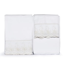 Jogo de Cama Casal São Carlos Versalhes Branco 4 Peças Jogo de Cama Casal São Carlos Versalhes Branco 4 Peças