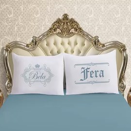 Jogo de Cama Casal Vivaldi Bela e Fera Azul 3 peças Jogo de Cama Casal Vivaldi Bela e Fera Azul 3 peças