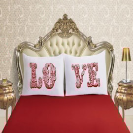 Jogo de Cama Casal Vivaldi Love Carmim 3 peças Jogo de Cama Casal Vivaldi Love Carmim 3 peças