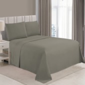 Jogo de Cama Flora Bordado Casal Bege 4 Pçs (2lençois + 2Fronha)