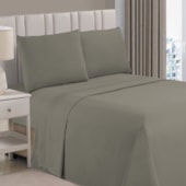 Jogo de Cama Flora Bordado Casal Bege 4 Pçs (2lençois + 2Fronha)