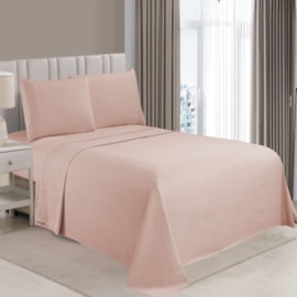 Jogo de Cama Flora Bordado Casal Rosa 4 Pçs (2lençois + 2Fronha)