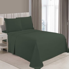 Jogo de Cama Flora Bordado Casal Verde 4 Pçs (2lençois + 2Fronha)