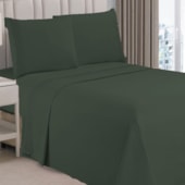 Jogo de Cama Flora Bordado King Verde 4 Pçs (2lençois + 2Fronha)