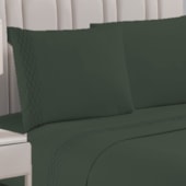 Jogo de Cama Flora Bordado Queen Verde 4 Pçs (2lençois + 2Fronha)
