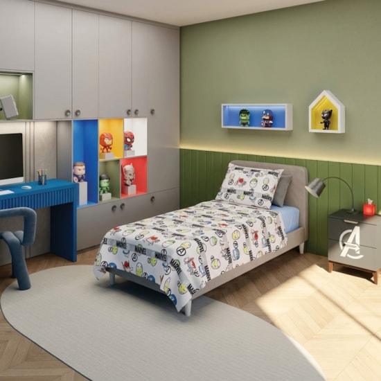 Jogo de Cama Infantil 100% Algodão 150 Fios Avengers 3 Peças Lepper