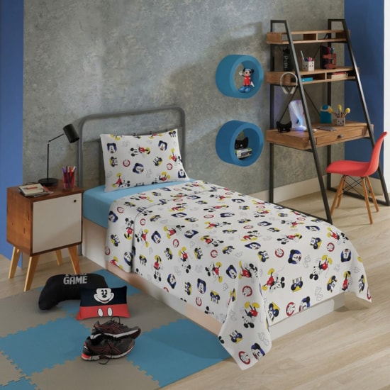 Jogo de Cama Infantil 100% Algodão 150 Fios Mickey 3 Peças Lepper