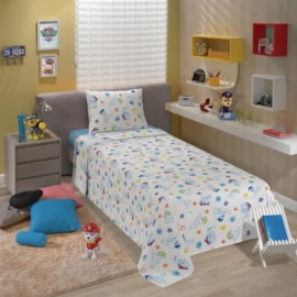 Jogo de Cama Infantil 100% Algodão 150 Fios Patrulha Canina 3 Peças Lepper