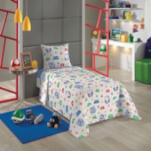 Jogo de Cama Infantil 100% Algodão 150 Fios Super Mario Bros 3 Peças Lepper