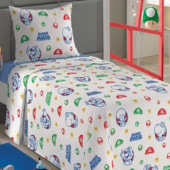 Jogo de Cama Infantil 100% Algodão 150 Fios Super Mario Bros 3 Peças Lepper