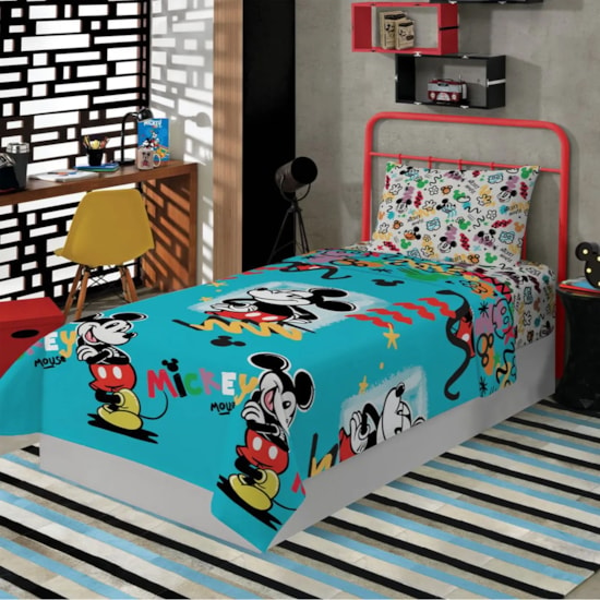 Jogo de Cama Infantil Mickey II 3Pçs Lepper (2Lençois e 1Fronha)