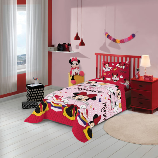 Jogo de Cama Infantil Minnie 3 Peças Lepper (2 Lençois e 1 Fronha)