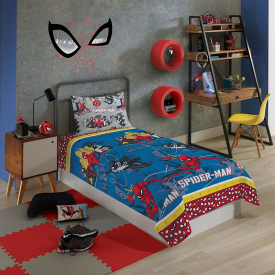 Jogo de Cama Infantil Spider-Man 2 Peças Lepper (1 Lençois e 1 Fronha)