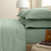 Jogo de Cama King Andreza Privilege 200 fios Ponto Ajour Verde Salvia 4 Peças