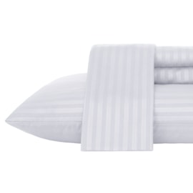 Jogo de Cama King Andreza Stripe Branco 4 pçs (2 Lençois e 2 Fronha) Jogo de Cama King Andreza Stripe Branco 4 pçs (2 Lençois e 2 Fronha)