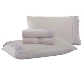 Jogo de Cama King Bordado Inglês Rozac Golden Bege (2 Lençois e 2 Fronha) Jogo de Cama King Bordado Inglês Rozac Golden Bege (2 Lençois e 2 Fronha)