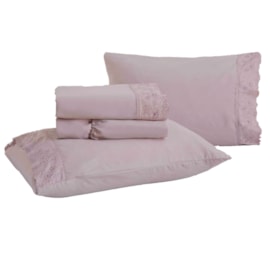 Jogo de Cama King Bordado Inglês Rozac Golden Rosa (2 Lençois e 2 Fronha) Jogo de Cama King Bordado Inglês Rozac Golden Rosa (2 Lençois e 2 Fronha)