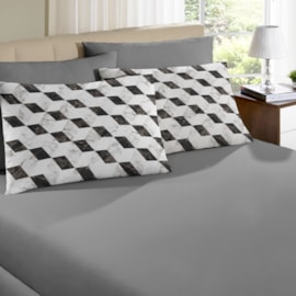 Jogo de Cama King Portallar Carrara/Cinza 3 peças Jogo de Cama King Portallar Carrara/Cinza 3 peças