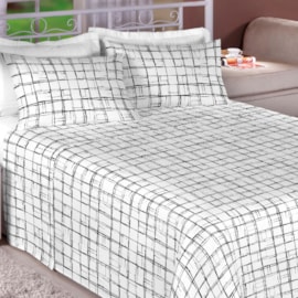 Jogo de Cama King Premium Linea 180 Fios Quadros Branco (2 Lençois + 2 Fronha) Jogo de Cama King Premium Linea 180 Fios Quadros Branco (2 Lençois + 2 Fronha)