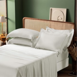 Jogo de Cama Queen 350Fios 100%Viscose de Bambu Appel Golden Branco 4Pçs Jogo de Cama Queen 350Fios 100%Viscose de Bambu Appel Golden Branco 4Pçs