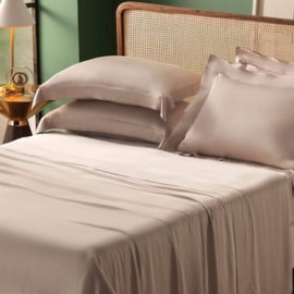 Jogo de Cama Queen 350Fios 100%Viscose de Bambu Appel Golden Rosa Soft 4Pçs Jogo de Cama Queen 350Fios 100%Viscose de Bambu Appel Golden Rosa Soft 4Pçs