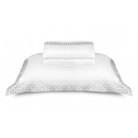 Jogo de Cama Queen Carnegie Cinza 300 Fios Algodão Egípcio By The Bed Jogo de Cama Queen Carnegie Cinza 300 Fios Algodão Egípcio By The Bed