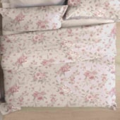 Jogo de Cama Queen Corttex Microtec 200 fios Flores Rosè 4 Pçs ( 2 Lençois e 2 Fronha)